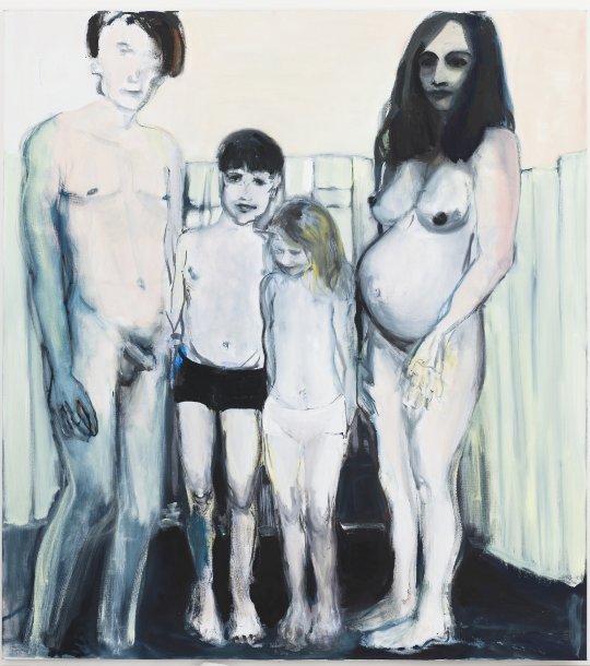 Marlene Dumas, Nuclear Family, 2013, Öl auf Leinwand, 200 x 180 cm, Fondation Beyeler, Riehen/Basel. Rechte: Marlene Dumas, Photo: Peter Cox